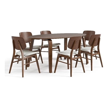 Furniture of America Relina Wood 7-Piece Dining Set in Walnut