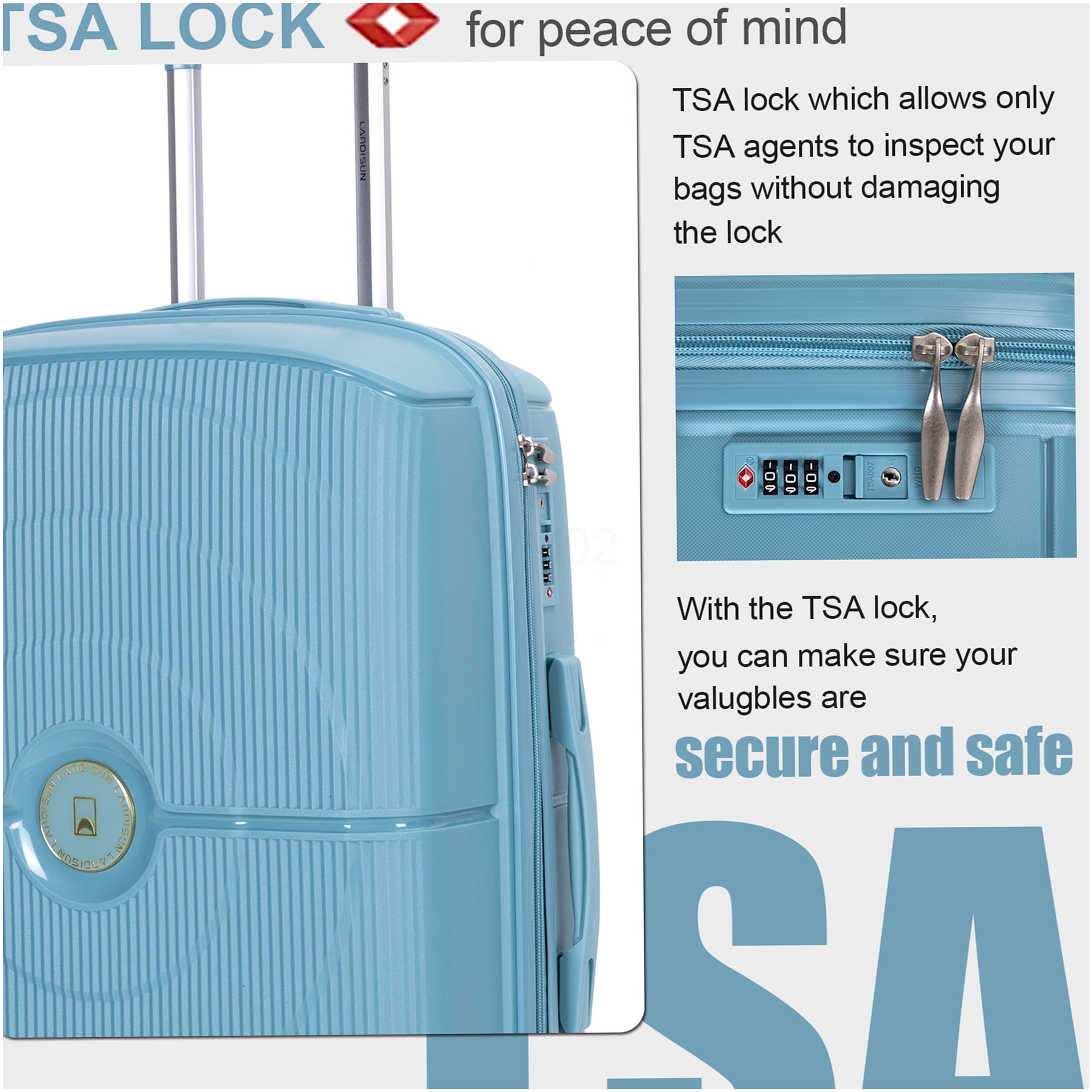 COSMOS Travel Luggage Set of 3, Hardside Spinner Suitcases with TSA Lock, Carry On and Checked Bags in Dark Blue