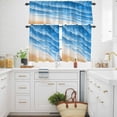 thumbnail image 3 of Ocean Waves Kitchen Curtains Valances and Tiers Set of 3 Abstract Gradient Orange Blue Waves Beach Tier Curtains and Valance with Rod Pocket for Small Windows, 27.5"x24", 3 of 9