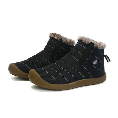 Outdoor Water-resistant Non-slip Snow Boots Slip-on Winter Warm Shoes for Men and