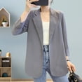 thumbnail image 4 of Mdesiwst Women Summer Blazer Solid Color Long Sleeves Lapel Notch Collar Mid Length Anti-UV Straight AD Keep Warm Women Summer Coat Women Clothes, 4 of 7