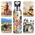 thumbnail image 7 of Yayeee 20oz Insulated Water Bottle Double Wall Stainless Steel with Flip Straw Lid, Black Flowers Pattern, 7 of 7