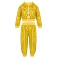 thumbnail image 3 of Niños niños niñas Hip-hop baile de Jazz traje de baile callejero vestido de lentejuelas brillantes camisetas con capucha de manga larga con conjunto de pantalones, 3 of 5