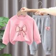 thumbnail image 2 of TOWED22 Toddler Baby Girl Outfits Ruffle Long Sleeve Print Tops + Flare Pants Set Toddler 2Pcs Fall Winter Clothes,Pink,7-8 Y, 2 of 5