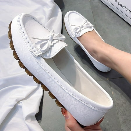 

Women‘s Bowknot Flat Slip On Loafers Solid Color Soft Sole Non Slip Moccasins Shoes Casual Walking Shoes