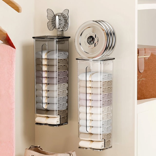 Wall-Mounted Underwear Storage Box,Transparent Socks and Underwear Organizer,Punch-Free Installation,Space-Saving Wardrobe Storage,Easy Access Storage Box for Hosiery and Delicates
