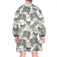 thumbnail image 2 of Wearable Oversized Blanket,White Skull Bone Pattern Wearable Blanket Hoodie for Adults,Cozy Hooded Blankets with Super Pockets,Super Warm Fuzzy Pullover for Women & Men, 2 of 6