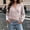 #0102-Pink, variant on Women's Solid Color V-Neck Knitted Pullover Long Sleeve Side Tied Knitted Top Casual Jacket for Fall