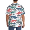 thumbnail image 5 of Easygdp Colorful Shark Men's Casual Short-sleeved Shirt with Pocket and Button Suitable for Beach Vacation Leisure - XX-Large, 5 of 7
