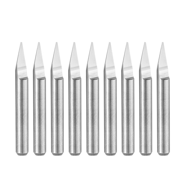 Unique Bargains 1/8' Shank 0.4mm Tip 30 Degree Solid Carbide Wood Engraving Bit CNC Router Tool 10 Pack