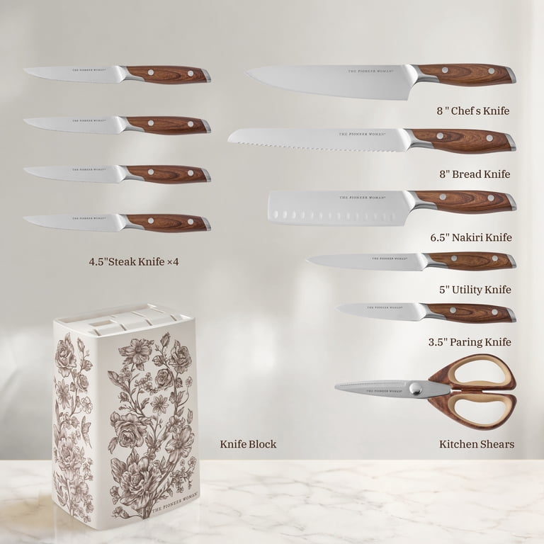 The Pioneer Woman 11 Pieces Knife Set with Decal Block Stainless