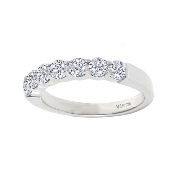 Sterling Silver with Moissanite Seven Stone Stackable Band Ring