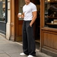 thumbnail image 2 of Cekizud Big and Tall Mens Sweatpants Elastic High Waist Textured Wide Leg Sweatpants Casual Straight Trousers, M-5XL, 2 of 9