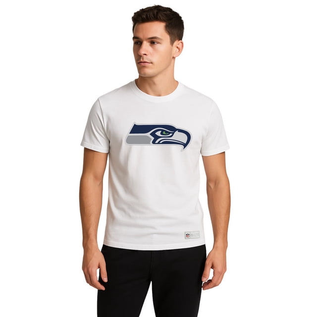 NFL Playera Aficionado Básica Seattle Seahawks Blanco para Hombre, Talla Mediana