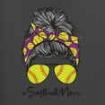 thumbnail image 2 of Messy Bun Softball Mom Life Game Day Vibes Sports Lover | Mother's Day Sports Womens T-Shirt, Charcoal, S, 2 of 5
