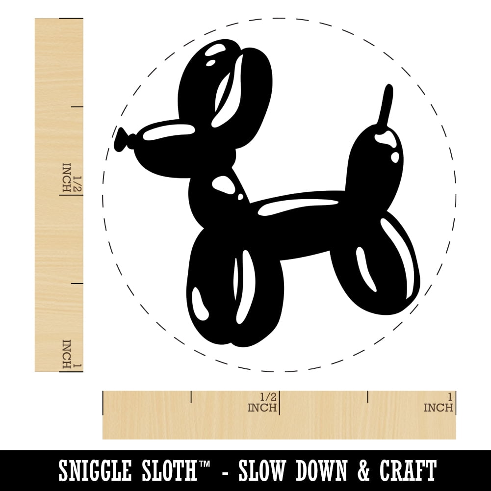 Balloon Animal Dog Self-Inking Rubber Stamp Ink Stamper - Brown Ink - Medium 1 Inch