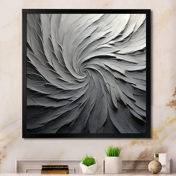 Designart "Meditative Movement In Grey And Beige II" Abstract Spirals Picture Framed Wall Art Prints