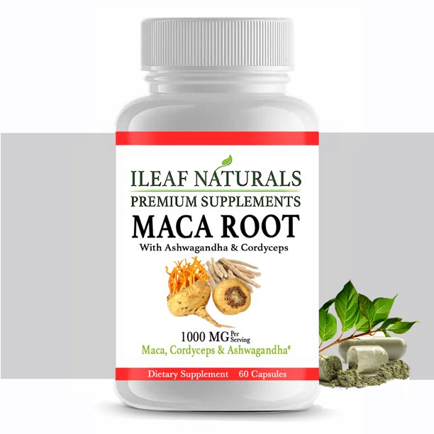 Ileaf Naturals Maca Root Energy Supplement With Ashwagandha Cordyceps Mushroom 60 Veggie Capsules Walmart Com