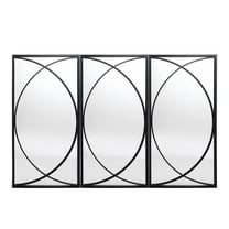 LuxenHome 3-Piece Black Metal Rectangular Wall Mirror Set Large Vanity Bathroom Mirror Accent Decor