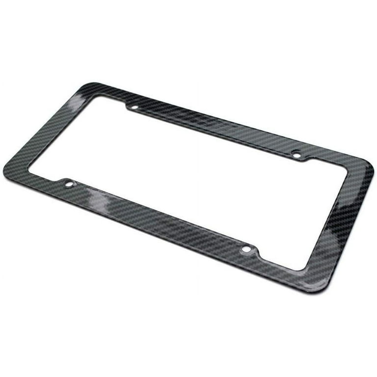 Carbon Fiber License Plate Frame - 2 Holes with Smoked Cover - Gloss Finish