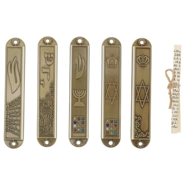 5pcs Metal Judaica Mezuzah Religious Gift Decorative Mezuzah Retro Scripture Mezuzah for Home