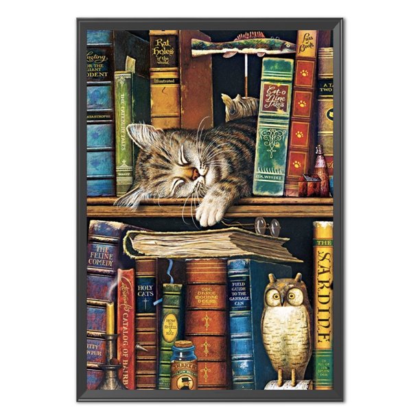 Cuadros Decorativos Gato de punto de cruz completo de 11 quilates en estantería estampado DIY Animal impreso costura Ehuebsd Nuevos Originales