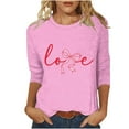 thumbnail image 3 of RKSTN Valentines Gift 3/4 Length Sleeve Womens Tops Oversized Crewneck Valentine Day Loves Heart Graphic Print Short Sleeve T Shirt Womens Casual Plus Size Round Neck Three Quarter Sleeve Tee Shirt, 3 of 6