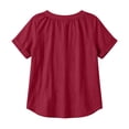 thumbnail image 5 of IUYRTFE Women's V-Neck Short Sleeve Cotton Linen Blouse Relaxed Fit Casual Summer Top with Button Detail, 5 of 8