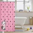 thumbnail image 3 of Manfei Kawaii Kitten Shower Curtain 72Wx72L, Sweet Love Heart Doodle Bathroom Curtain, Pink, 3 of 5
