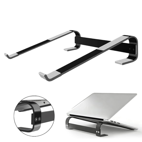 Aluminum Laptop Stand Adjustable Riser for Desk,Fits 10 to 17 inch Laptops,Portable Foldable Stand,ergonomic cooling design,laptop stand,Black,1PC