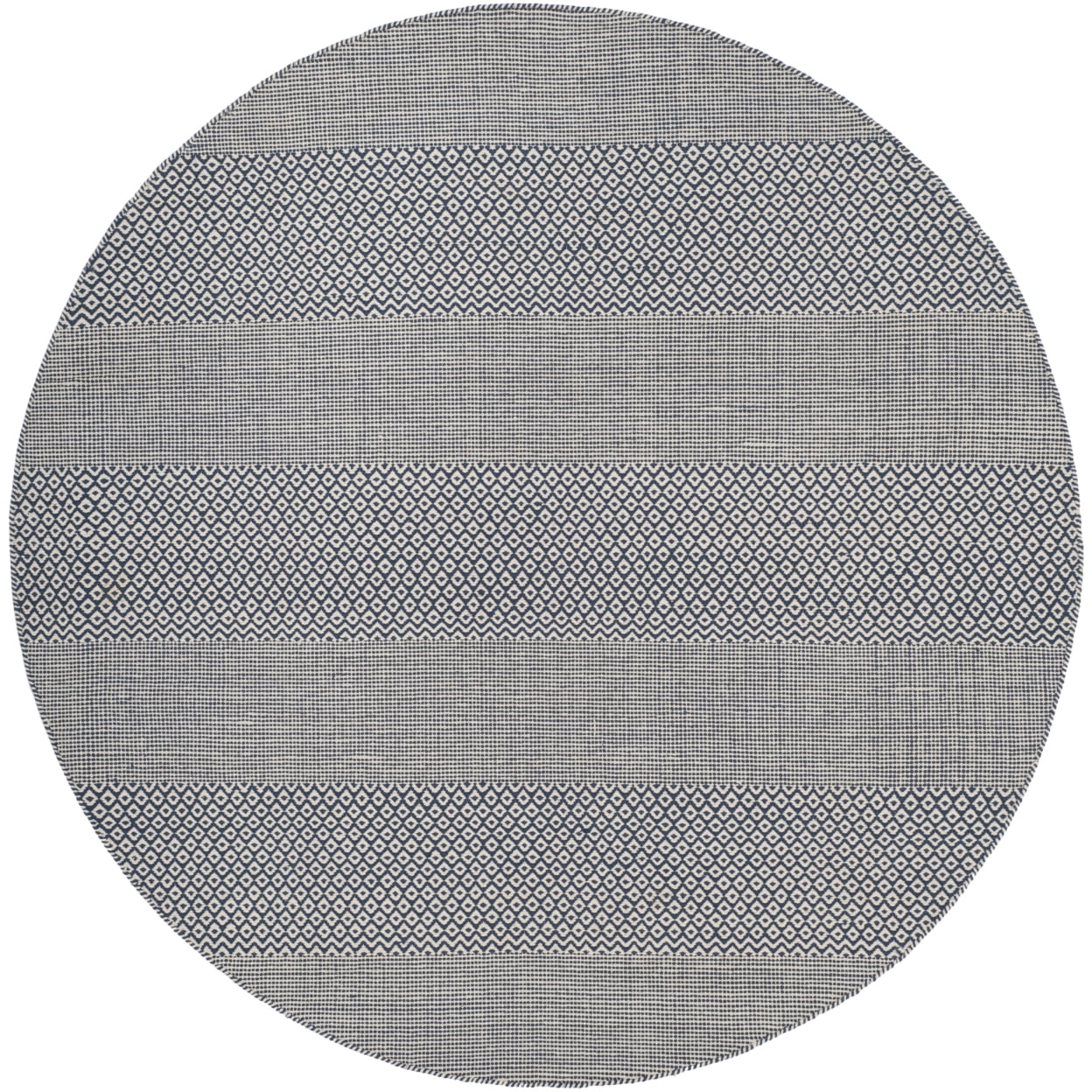 SAFAVIEH Montauk Karlene Geometric Striped Cotton Area Rug, Ivory/Navy, 10' x 14'