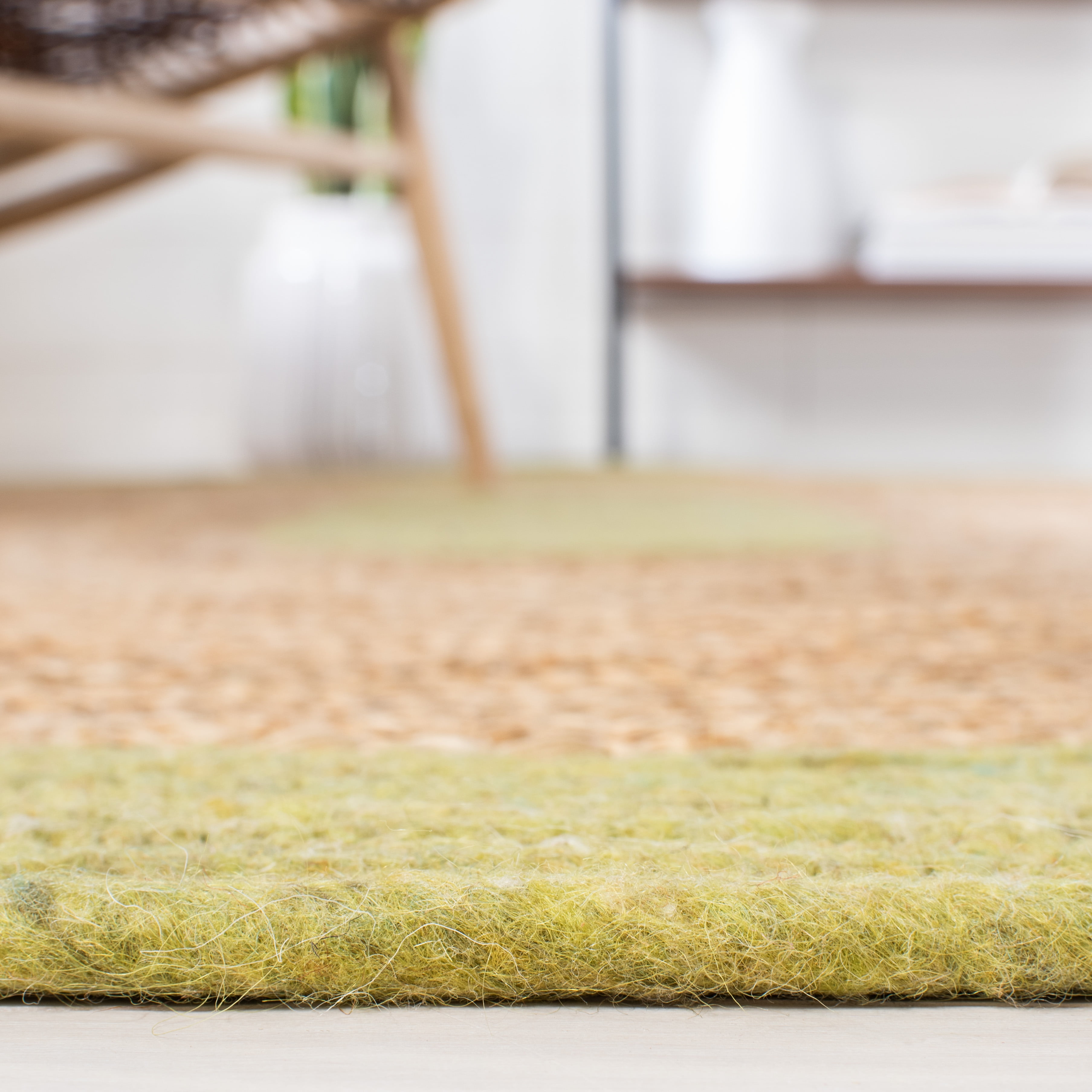 SAFAVIEH Braided Carina Bordered Reversible Area Rug, Green/Natural, 4' x 4' Round
