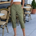 thumbnail image 4 of Ynynloco Womens High Waisted Cropped Capri Pants High Waisted Button Up Stretchy Straight Pants Trousers with Pockets, 4 of 9