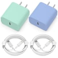 thumbnail image 1 of Cargador para iPhone [certificado MFi] Paquete de 2 adaptadores de cargador rápido de pared PD USB C de 20 W con 2 paquetes de 6 pies tipo C a cable Lightning compatible con iPhone 14 13 12 11 Pro Max, 1 of 3