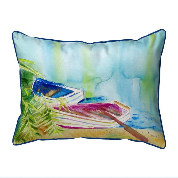 Betsy Drake Interiors Watercolor Rowboats Small Pillow 11x14