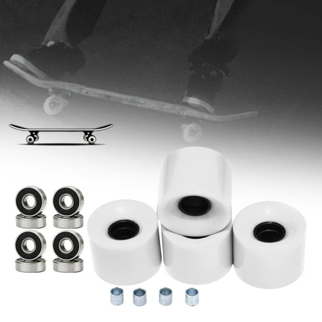 4 Pack 60mm mm 78A Roulements de Roues de Planche à Roulettes, Remplacements de Longboard pour Patinage de Rue et de Parc - Blanc, 60mm Blanc