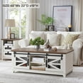 thumbnail image 2 of 48'' Coffee Table with Storage &amp; Sliding Barn Doors  Farmhouse &amp; Industrial Cocktail Table w/Adjustable Shelves  Modern Rectangular Rustic Living Room Table for Living Mee, 2 of 6