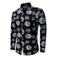 thumbnail image 4 of Zysthvn Vacation Men Shirts Fall Casual Long Sleeve Men Tee Shirts Comfy Printed Turn Down Collar Button Stretch Tops, 4 of 9