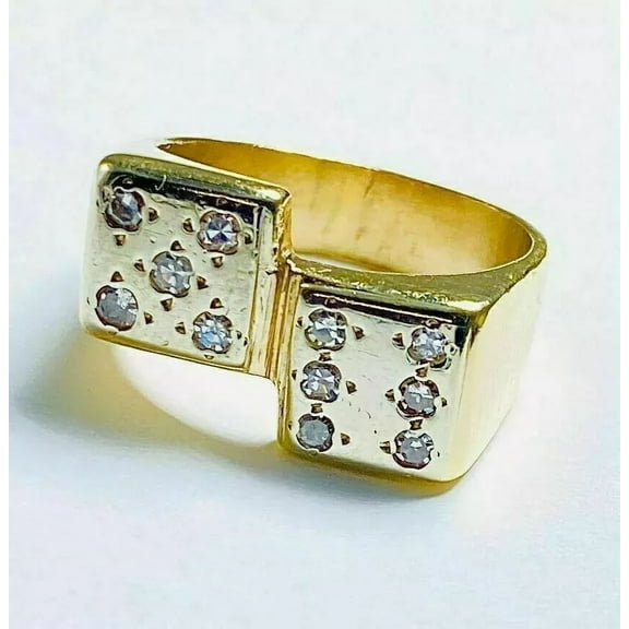 3.00 Ct Round Cut Lab Created Diamond Men's Dice Ring 14K Yellow Gold Plated