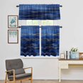 thumbnail image 3 of Kitchen Window Curtains Valance and Tier Set, Abstract Deep Blue Sea Golden Line Rod Pocket Tier Curtain Valance Set, Modern Marble Texture Light Filtering Cafe Curtains for Bedroom Living Room, 3 of 9