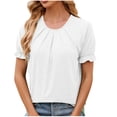 thumbnail image 4 of HAPIMO Women's Trendy Loose Tops Dressy Tunic Clearance Summer Tees Square Neck Pullover for Teen Girls Solid Color Printed Short Sleeve Elegant Casual Relaxed Blouses White, 4 of 4