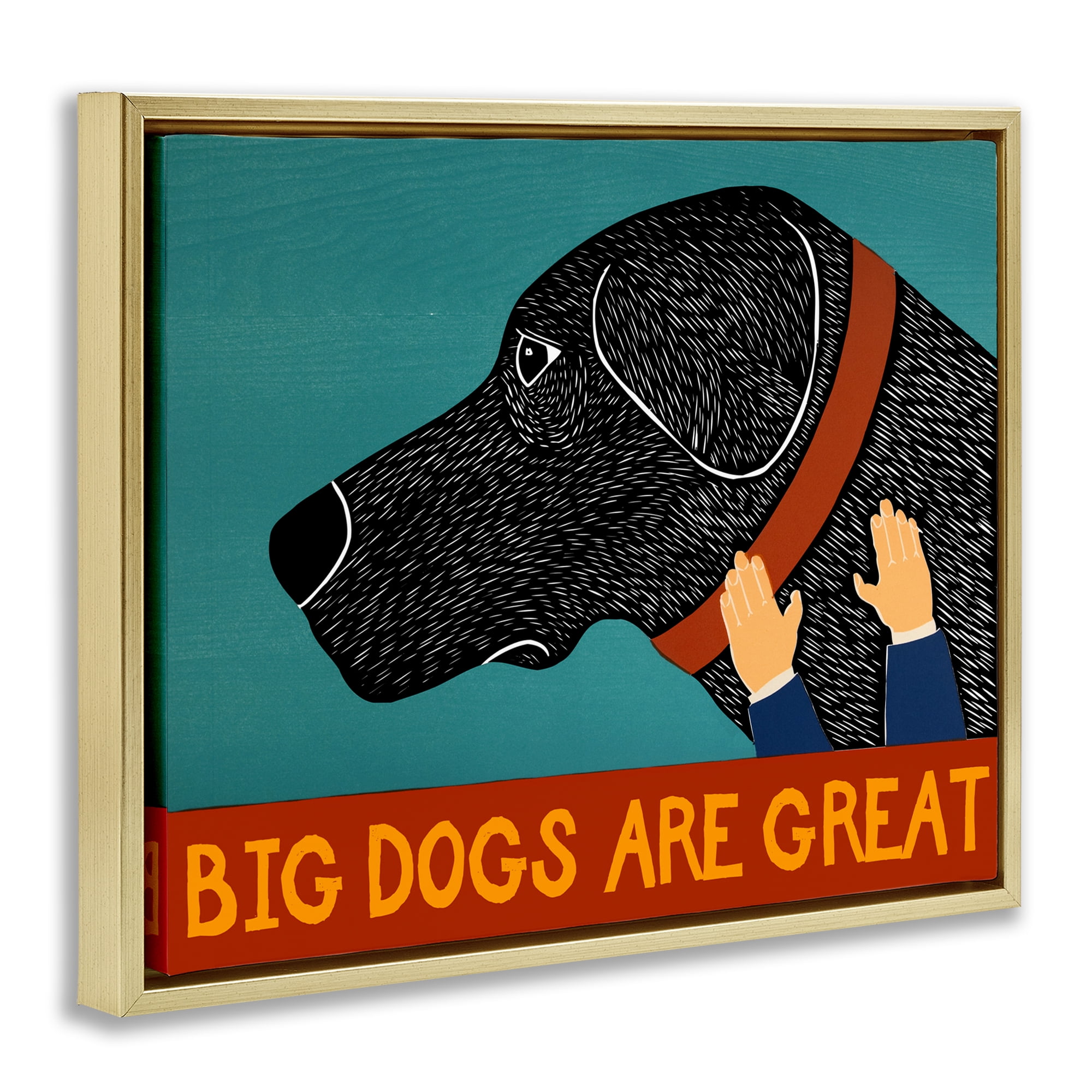 Big Dogs Are Great Gold Framed Floater Canvas Wall Art, design by Stephen Huneck