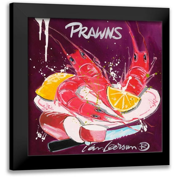van Leersum, El 12x12 Black Modern Framed Museum Art Print Titled - Prawns