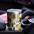 thumbnail image 4 of 30oz White Sunflower Cow Print Pattern Tumblers Stainless Steel Tumbler with Lid and Straw,Vacuum Insulated Double Wall Travel Tumbler Cups Mug with Cleaning Brush for Coffee,Tea, 4 of 7