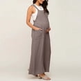 thumbnail image 2 of Joau Women's Maternity Bib Overalls Cotton Linen One Piece Jumpsuits Sleeveless Casual Loose Comfy Wide Leg Pants Romper Pregnant Clothes with Pockets, 2 of 7