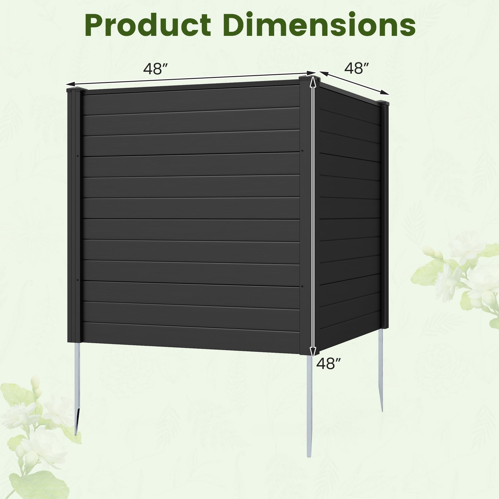 Gymax, Outdoor Privacy Fence Screen, 48''x48'' panels, black