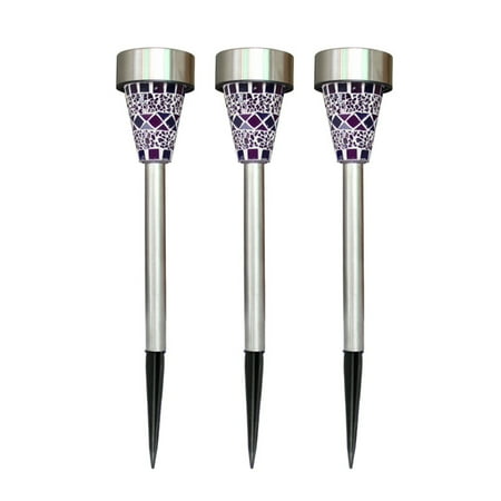 

Zehuanyu 3 Pcs Outdoor Solar Power Lights Mosaic LED Stainless Steel Garden Lawn Lamp Emergency Portable Lamp Modern Garden Decor Lighting - White Light (Purple)