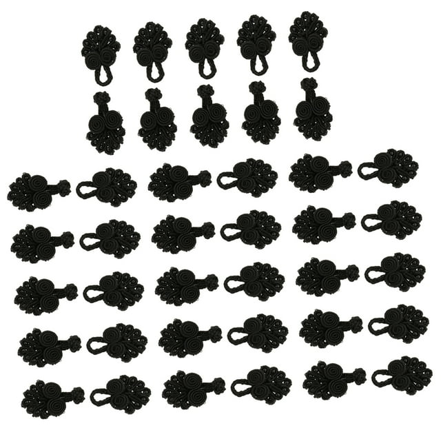 20 pares de Botones de rana de nudo chino con cuentas para cheongsam negro Sunnimix Botones 2.5x6cm