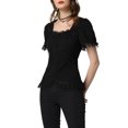 thumbnail image 4 of MODA NOVA Victorian Shirt for Juniors Sweetheart Neck Puff Short Sleeve Lace Up Gothic Blouse, 4 of 5