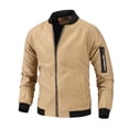 thumbnail image 3 of COSFO Solid Fall Jackets for Men Zip Up Lightweight Yellow Casual Windbreaker Mid-Length Slim Outdoor Recreation Long Sleeve with Pocket Hoodless Jackets, 3 of 4